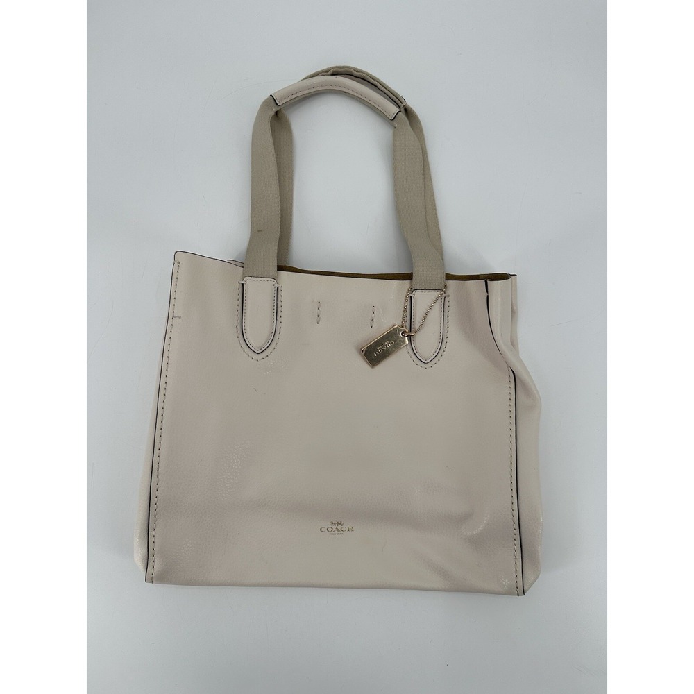 Authentic Coach Derby Chalk Cream Tote Shoulder Soft Pebbled Leather Bag #F58660